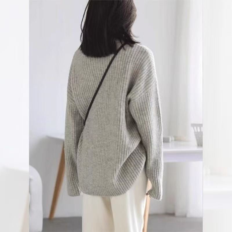 Solid Color Long Sleeve Knitwear