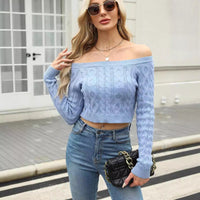 Slim Cropped Off-Shoulder Twist Pullover