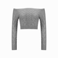 Slim Cropped Off-Shoulder Twist Pullover