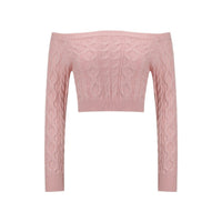 Slim Cropped Off-Shoulder Twist Pullover