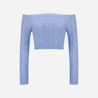 Slim Cropped Off-Shoulder Twist Pullover