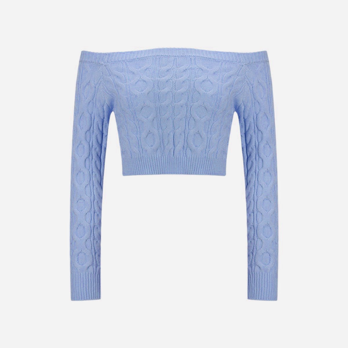 Slim Cropped Off-Shoulder Twist Pullover