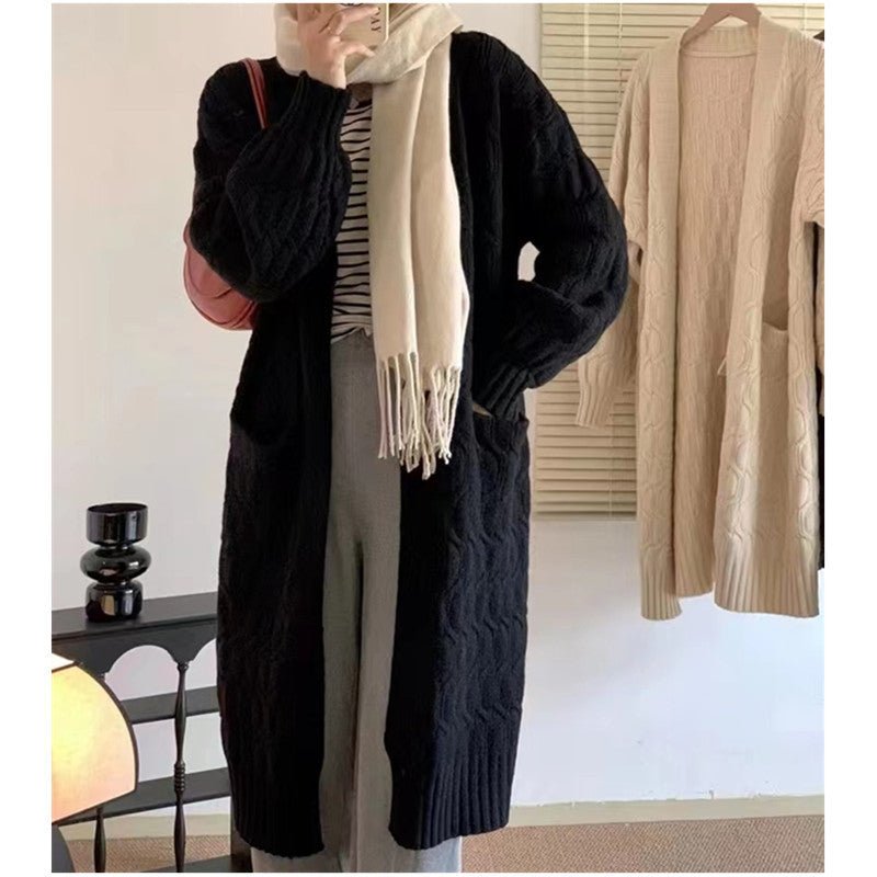 V-Neck Cable Knit Cardigan w/ Pockets