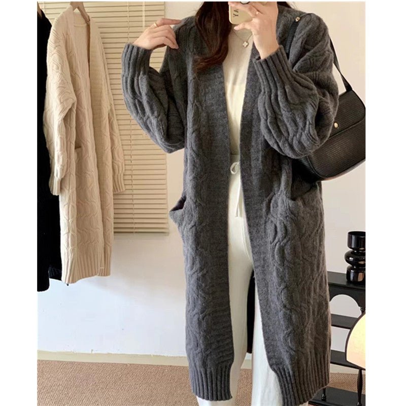 V-Neck Cable Knit Cardigan w/ Pockets