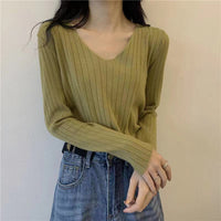 Slim V-Neck Core-Spun Pullover