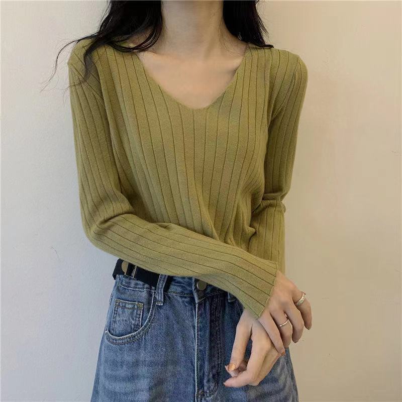 Slim V-Neck Core-Spun Pullover