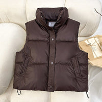 Short Padded Zipper Vest