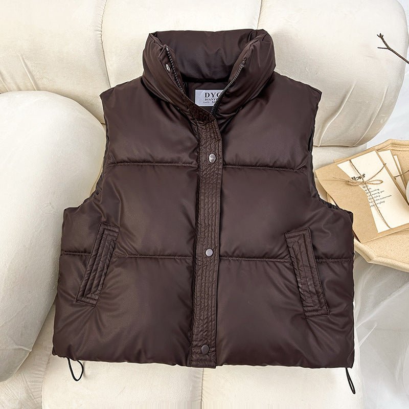 Short Padded Zipper Vest
