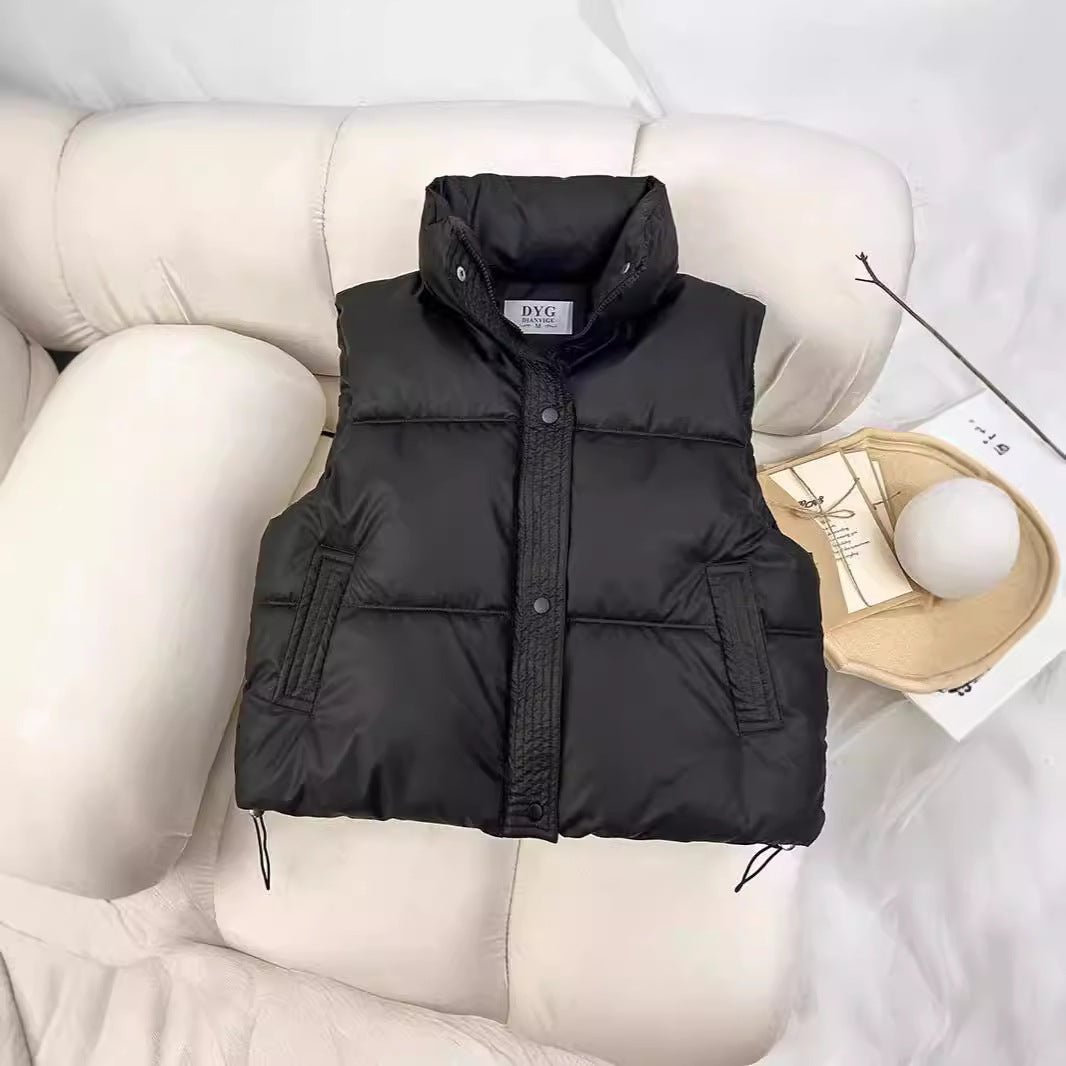 Short Padded Zipper Vest