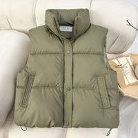 Short Padded Zipper Vest
