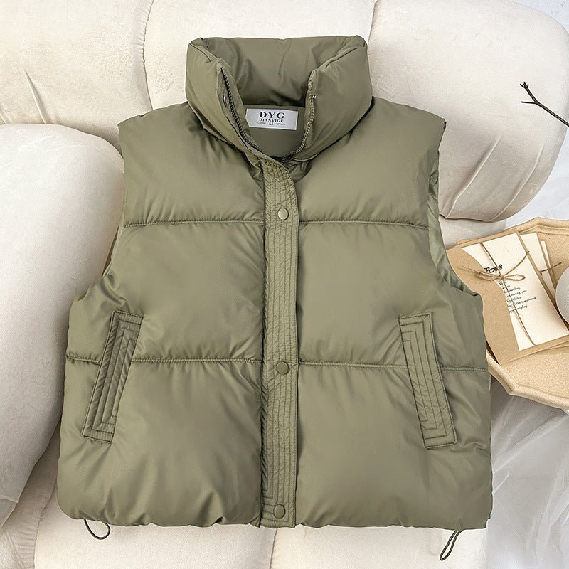 Short Padded Zipper Vest