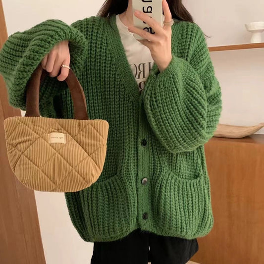 Thick Lazy Style Korean Sweater with Pockets