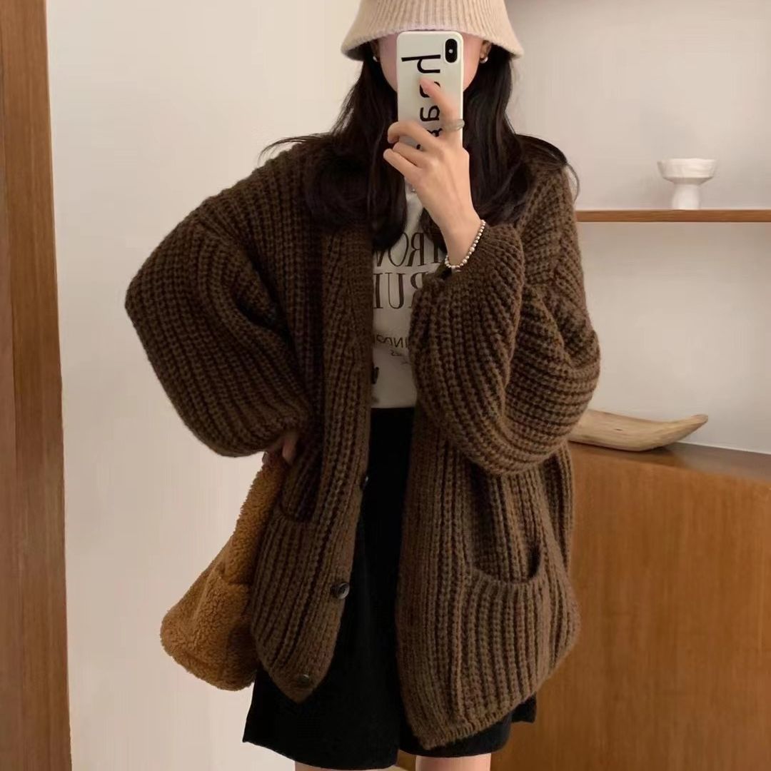 Thick Lazy Style Korean Sweater with Pockets