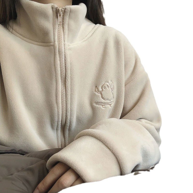 High Collar Zipper Cardigan (Casual)