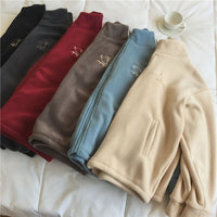 High Collar Zipper Cardigan (Casual)