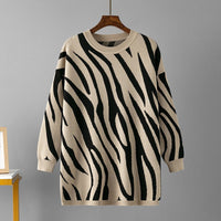 Zebra Pattern Knit Pullover