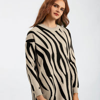 Zebra Pattern Knit Pullover