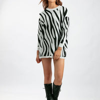 Zebra Pattern Knit Pullover