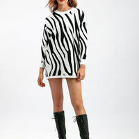 Zebra Pattern Knit Pullover