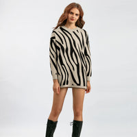 Zebra Pattern Knit Pullover