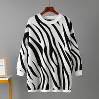 Zebra Pattern Knit Pullover