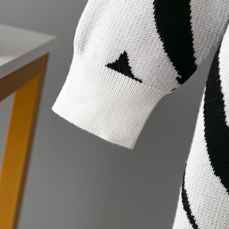 Zebra Pattern Knit Pullover