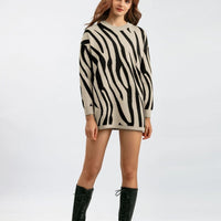 Zebra Pattern Knit Pullover