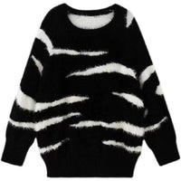 Loose Zebra V-Neck Lazy Pullover