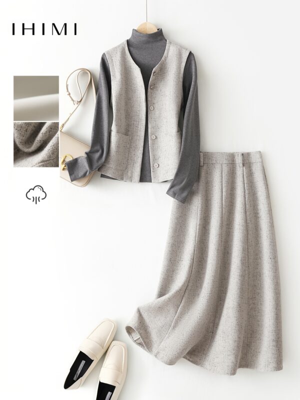 Elegant Commuter Set - Chic Long Sleeve Blouse