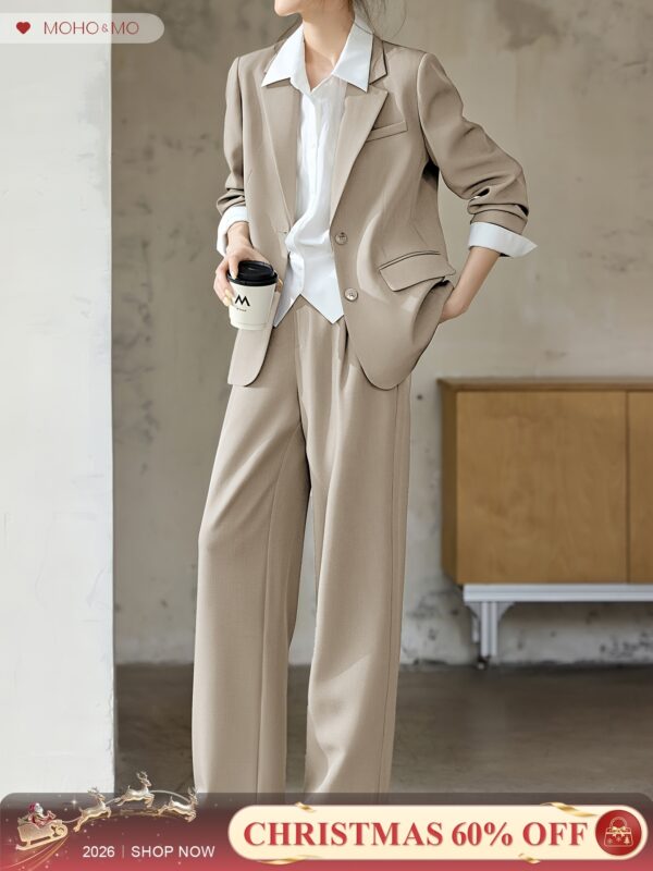 Elegant Classic Blazer and Wide-Leg Pants