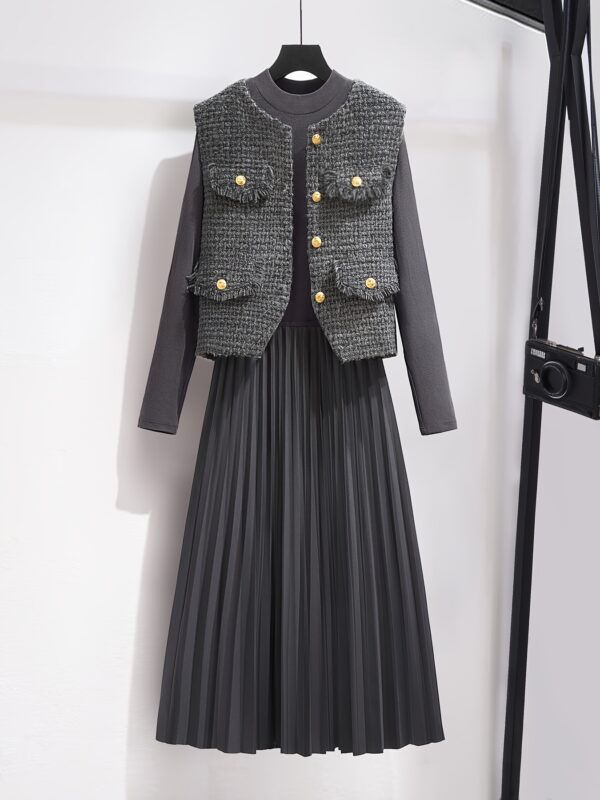 Women's Fashion Vest with Pleated Dress